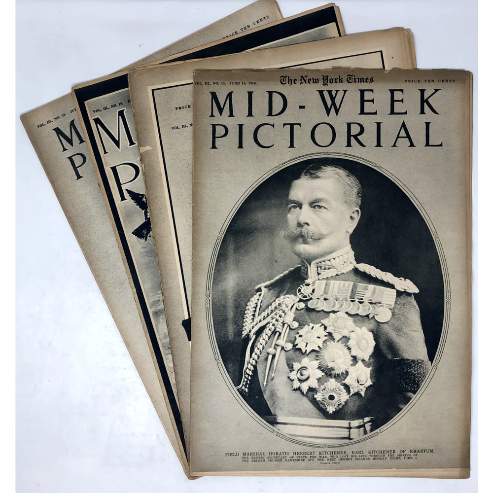 Lot of 4 Mid-Week Pictorial The New York Times 1916 June. July. Antique